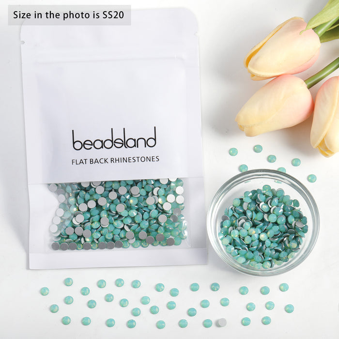 Beadsland Flat Back Crystal Rhinestones Round Gems For Nail Art And Craft Glue Fix - Pacific Opal