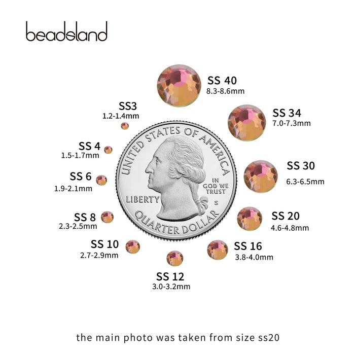 Beadsland Hotfix Rhinestones, Crystal Rhinestones for Crafts Clothes DIY Decoration- Golden Rose