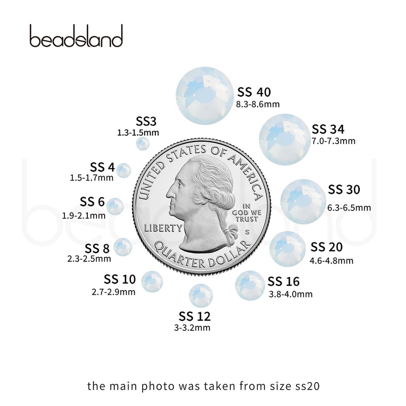 Beadsland Hotfix Rhinestones, Crystal Rhinestones for Crafts Clothes DIY Decoration - White Opal