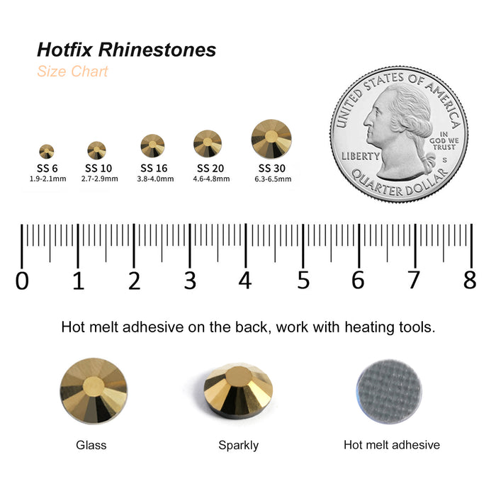 Hotfix Rhinestones Bulk for Crafts Clothes,Hotfix Crystals DIY Decoration, SS6-SS30 - Aurum