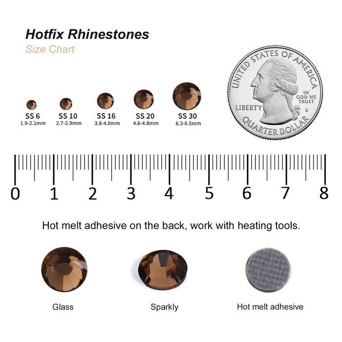 Hotfix Rhinestones Bulk for Crafts Clothes,Hotfix Crystals DIY Decoration, SS6-SS30 - SM.Topaz