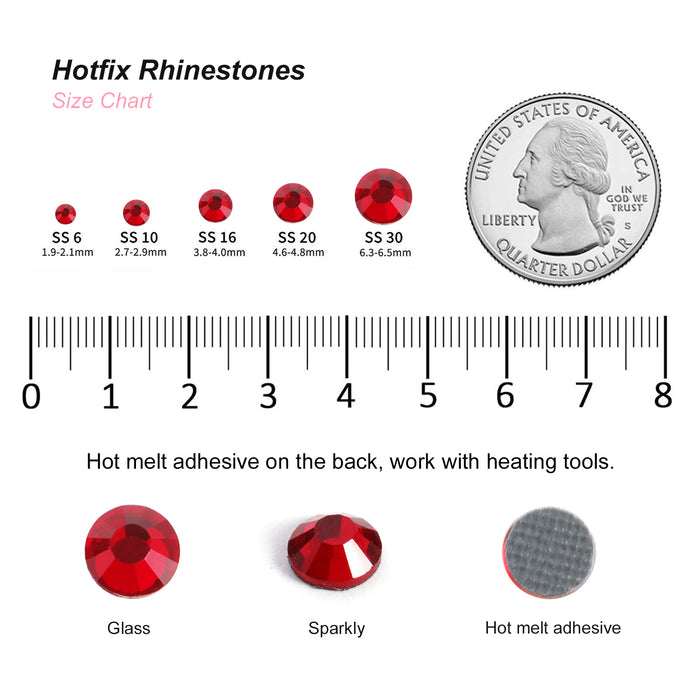 Hotfix Rhinestones Bulk for Crafts Clothes,Hotfix Crystals DIY Decoration, SS6-SS30 - Siam
