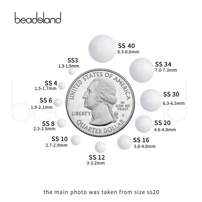 Beadsland Hotfix Rhinestones, Crystal Rhinestones for Crafts Clothes DIY Decoration - Chalk White