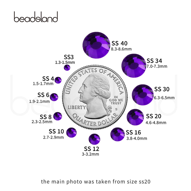 Beadsland Hotfix Rhinestones, Crystal Rhinestones for Crafts Clothes DIY Decoration- Pure Purple