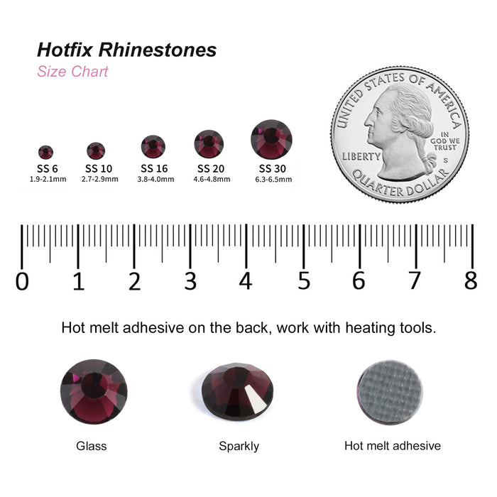 Hotfix Rhinestones Bulk for Crafts Clothes,Hotfix Crystals DIY Decoration, SS6-SS30 - Amethyst