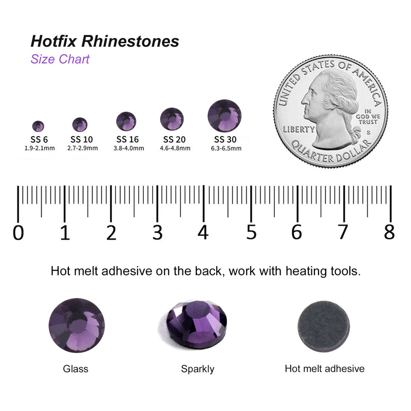 Hotfix Rhinestones Bulk for Crafts Clothes,Hotfix Crystals DIY Decoration, SS6-SS30 - Tanzanite
