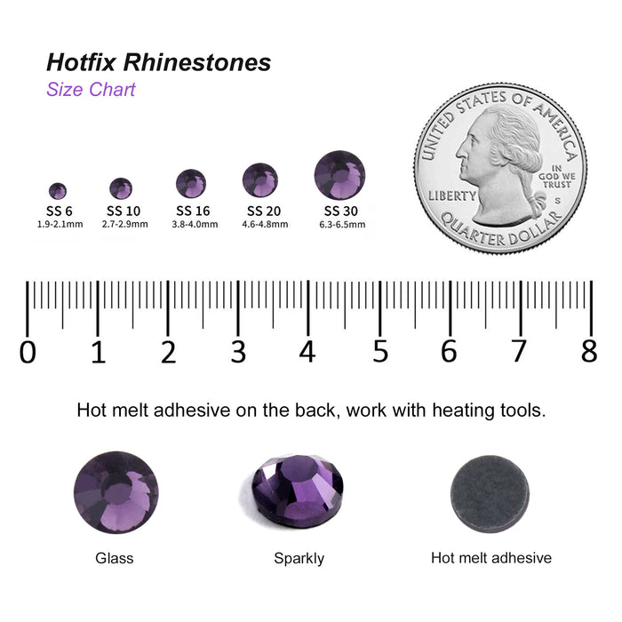 Hotfix Rhinestones Bulk for Crafts Clothes,Hotfix Crystals DIY Decoration, SS6-SS30 - Violet
