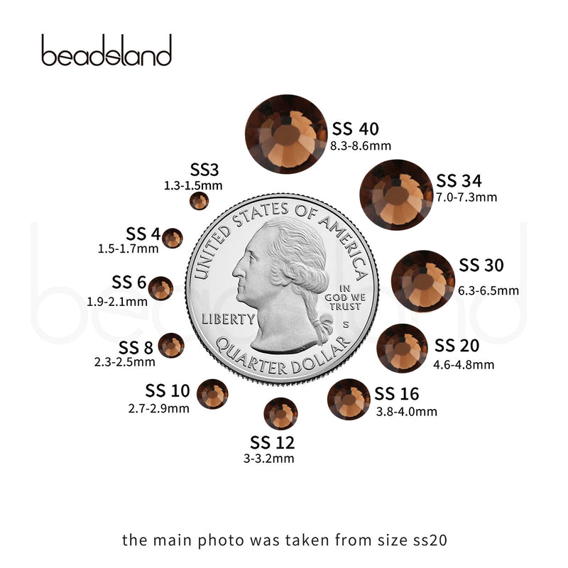 Beadsland Hotfix Rhinestones, Crystal Rhinestones for Crafts Clothes DIY Decoration-Smoked Topaz