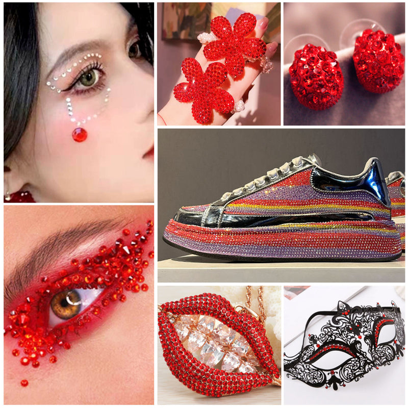 Beadsland Flat Back Crystal Rhinestones Round Gems For Nail Art And Craft Glue Fix - Light Siam