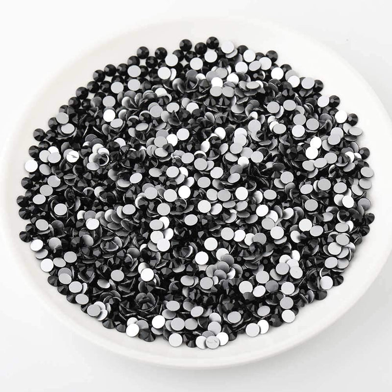 Beadsland Flat Back Crystal Rhinestones Round Gems For Nail Art And Craft Glue Fix - Black
