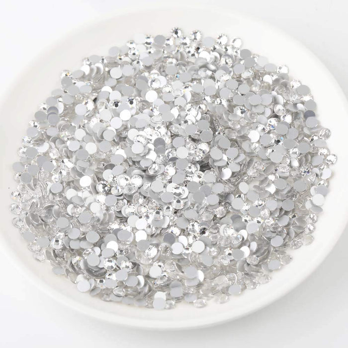 Beadsland Flat Back Crystal Rhinestones Gemas redondas para Nail Art y Craft Glue Fix - Cristal