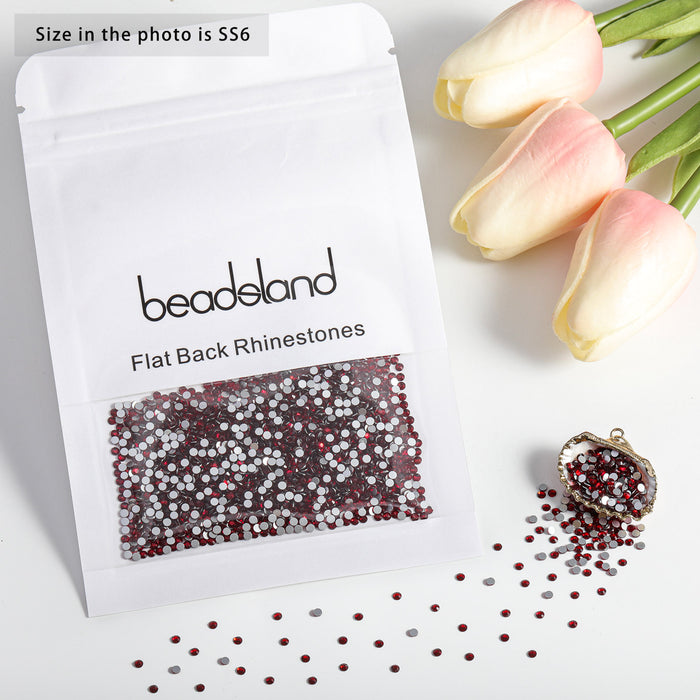 Beadsland Flat Back Crystal Rhinestones Round Gems For Nail Art And Craft Glue Fix- Dark Siam