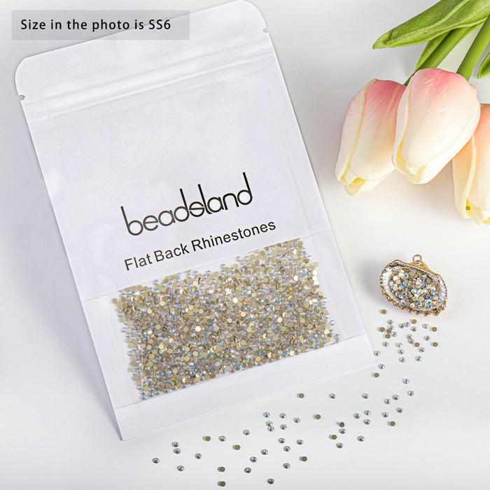 Beadsland Kristall-Strasssteine ​​mit flacher Rückseite, runde Edelsteine ​​für Nagelkunst und Bastelarbeiten, zum Kleben – Blue Moonlight