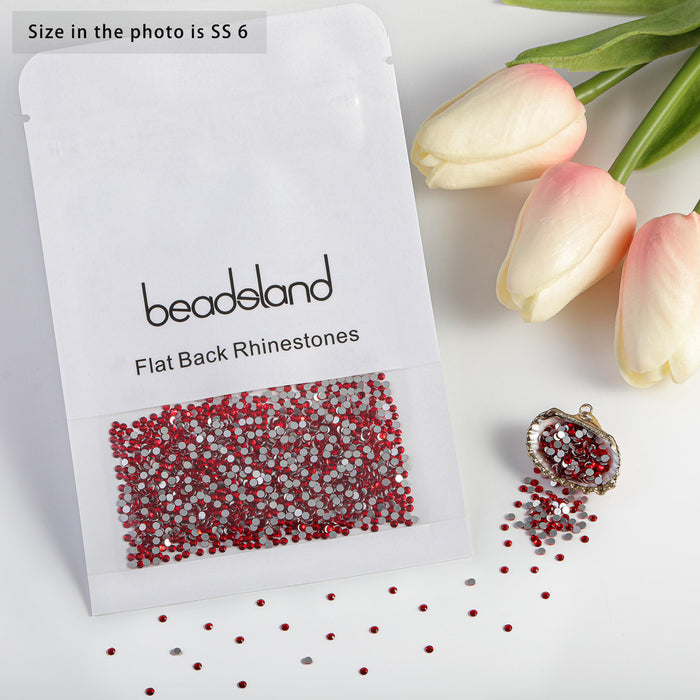 Beadsland Kristall-Strasssteine ​​mit flacher Rückseite, runde Edelsteine ​​für Nagelkunst und Bastelarbeiten, zum Kleben – Light Siam