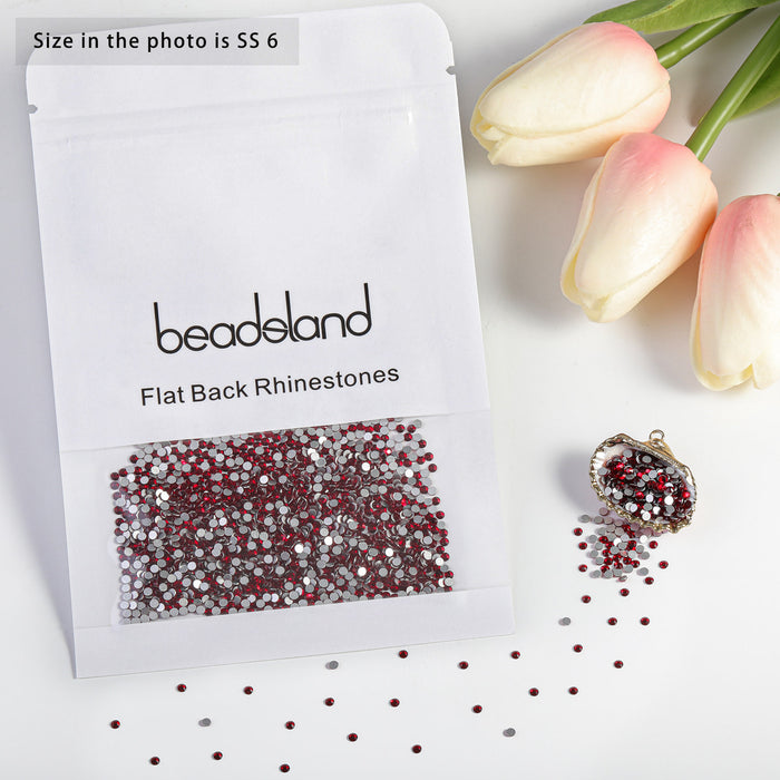 Beadsland Flat Back Crystal Rhinestones Round Gems For Nail Art And Craft Glue Fix - Siam