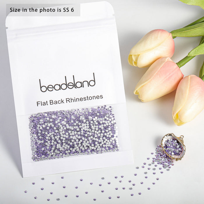 Beadsland Flat Back Crystal Rhinestones Round Gems For Nail Art And Craft Glue Fix - Violet