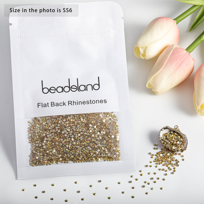 Beadsland Kristall-Strasssteine ​​mit flacher Rückseite, runde Edelsteine ​​für Nagelkunst und Bastelarbeiten, zum Kleben – Metalsunlight