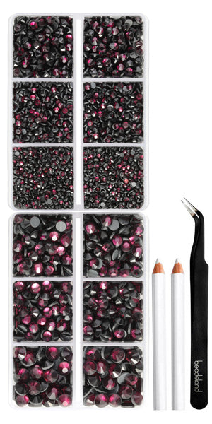 6736pcs Hotfix Rhinestones for Crafts Clothes Mixed 5 Sizes, Hotfix Crystals with Tweezers and Wax Pencil Kit, SS6-SS30- Amethyst