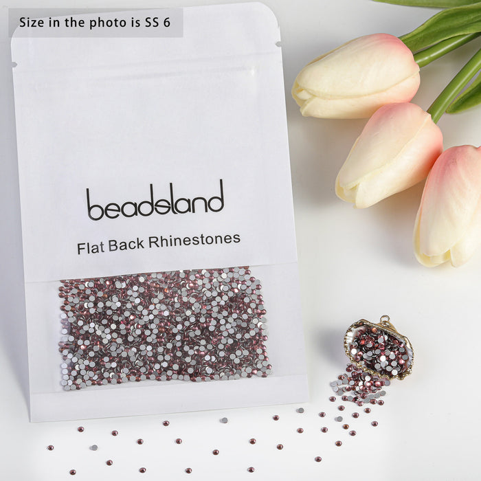 Beadsland Flat Back Crystal Rhinestones Round Gems For Nail Art And Craft Glue Fix- Light purple
