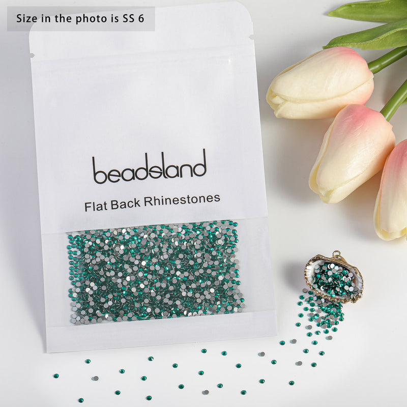 Beadsland Flat Back Crystal Rhinestones Round Gems For Nail Art And Craft Glue Fix - Blue Zircon