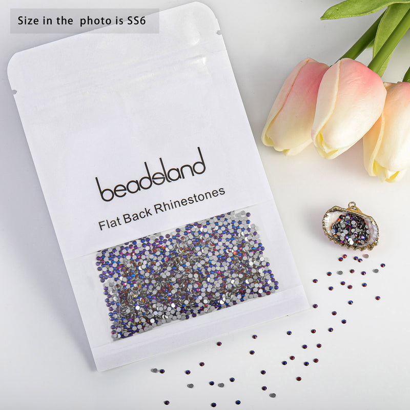Beadsland Flat Back Crystal Rhinestones Round Gems For Nail Art And Craft Glue Fix - Blue Volcano