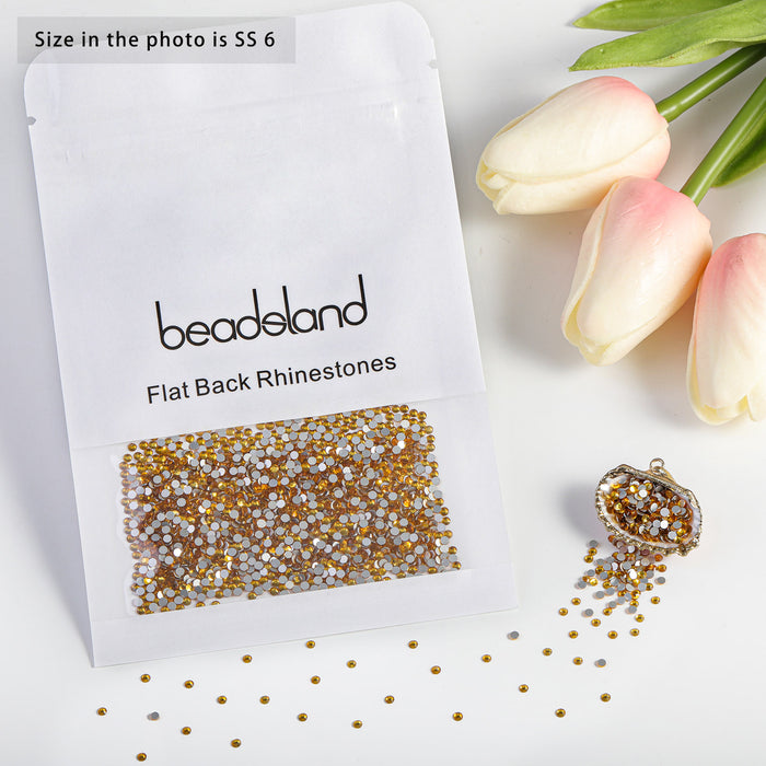 Beadsland Flat Back Crystal Rhinestones Round Gems For Nail Art And Craft Glue Fix - Topaz