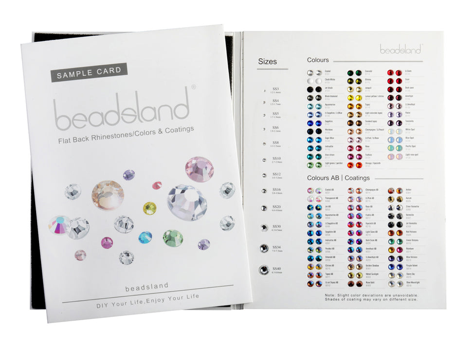 Beadsland Flat Back Rhinestones Sample Card Color Chart