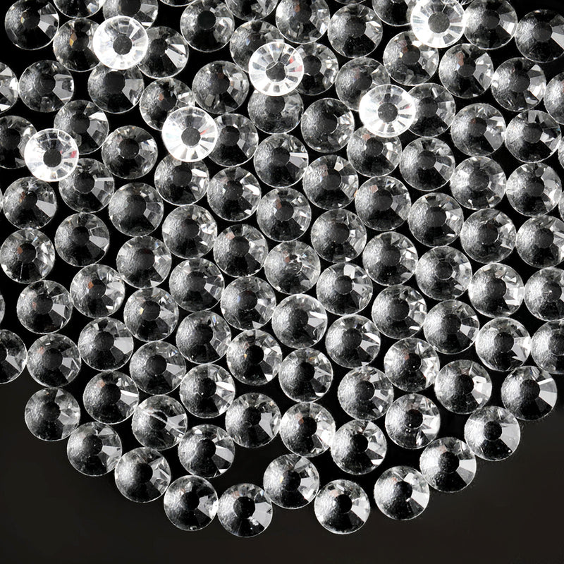 Beadsland Flat Back Crystal Rhinestones Round Gems For Nail Art And Craft Glue Fix - Transparent