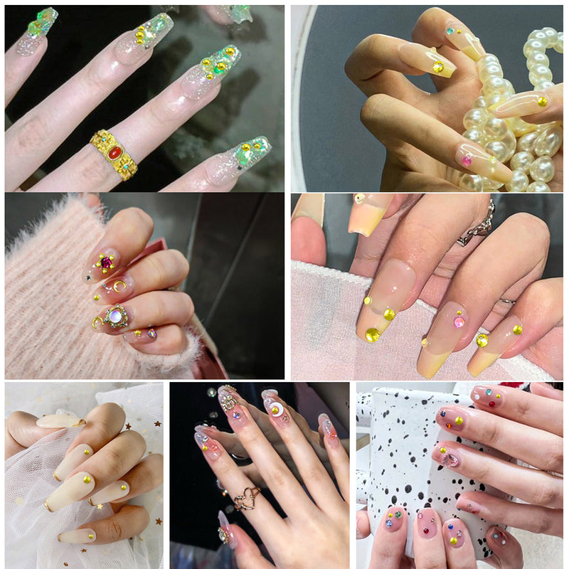 Beadsland Flat Back Crystal Rhinestones Round Gems For Nail Art And Craft Glue Fix - Lemon Yellow