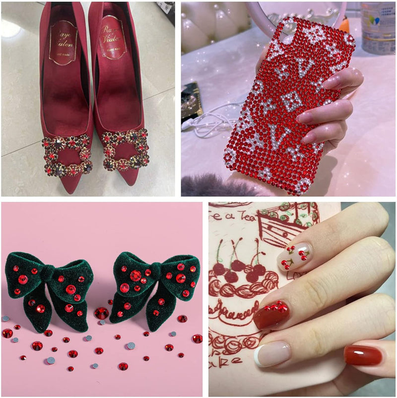 Beadsland 4300pcs Flatback Rhinestones,  Nail Gems Round Crystal Rhinestones for Crafts,Mixed 6 Sizes with Picking Tweezers and Wax Pencil Kit-Siam