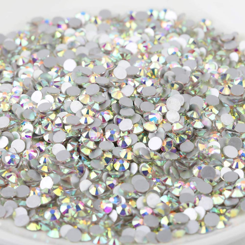 Beadsland Flat Back Crystal Rhinestones Round Gems For Nail Art And Craft Glue Fix - Crystal AB
