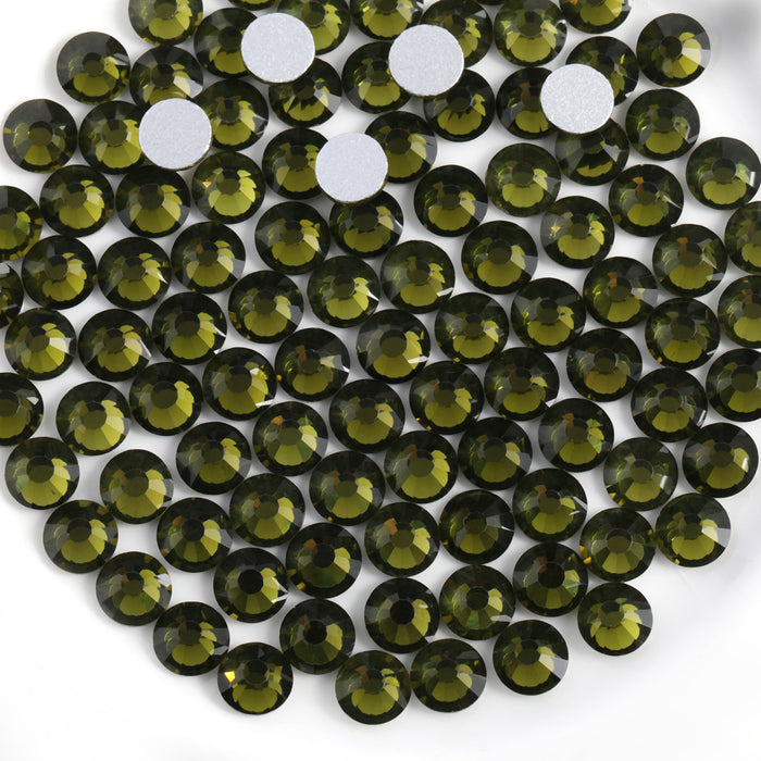 Beadsland Flat Back Crystal Rhinestones Round Gems For Nail Art And Craft Glue Fix- Olivine