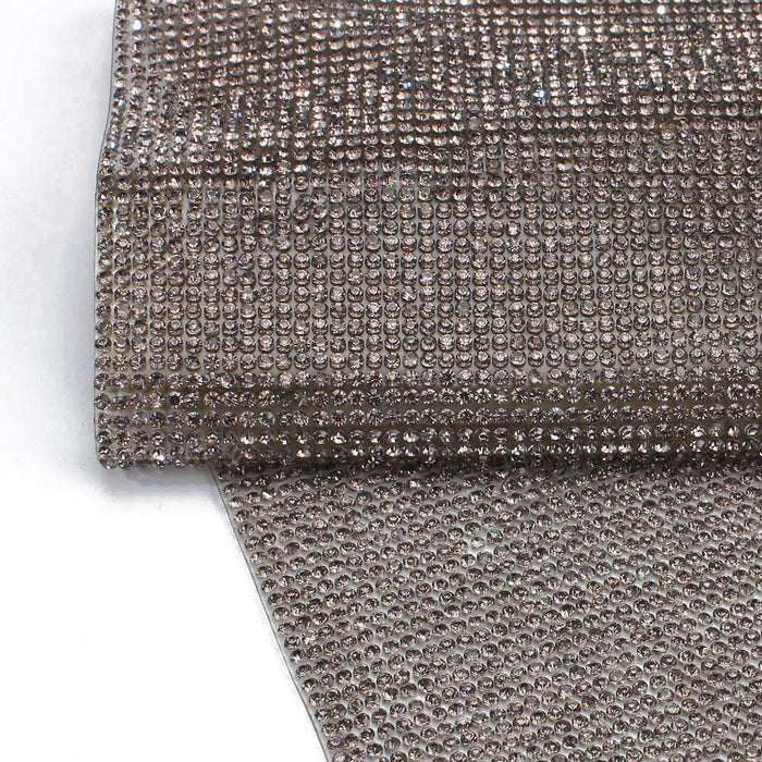 Beadsland 240X400mm Crystal Rhinestone Trim Hotfix Strass Crystal Mesh Banding Bridal Beaded Applique in Sheet for Dresses with 2mm Rhinestones (Black Diamond)