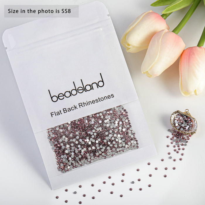 Beadsland Flat Back Crystal Rhinestones Round Gems For Nail Art And Craft Glue Fix- Light purple