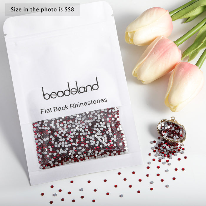 Beadsland Flat Back Crystal Rhinestones Round Gems For Nail Art And Craft Glue Fix- Dark Siam