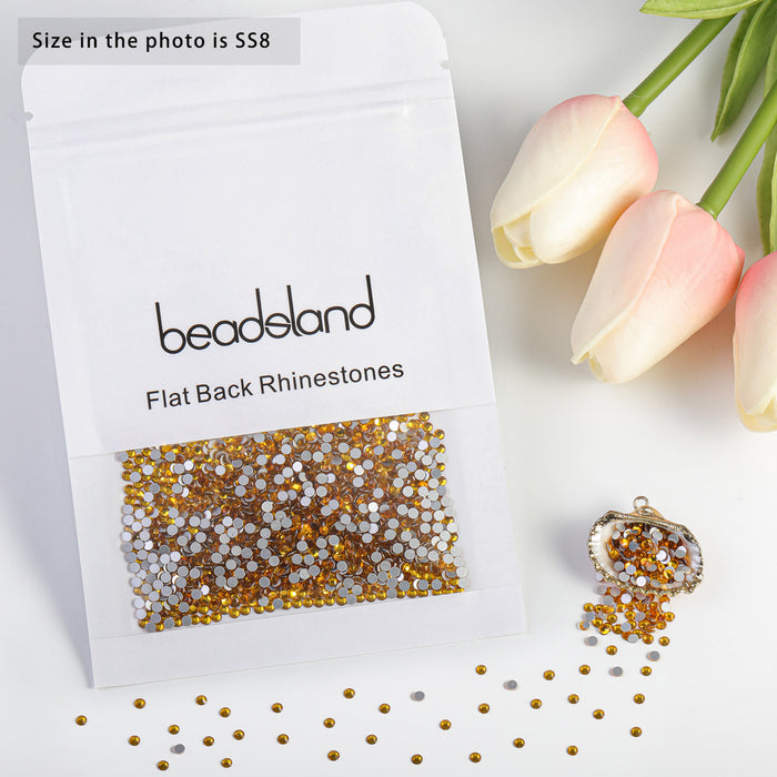 Beadsland Flat Back Crystal Rhinestones Round Gems For Nail Art And Craft Glue Fix - Topaz