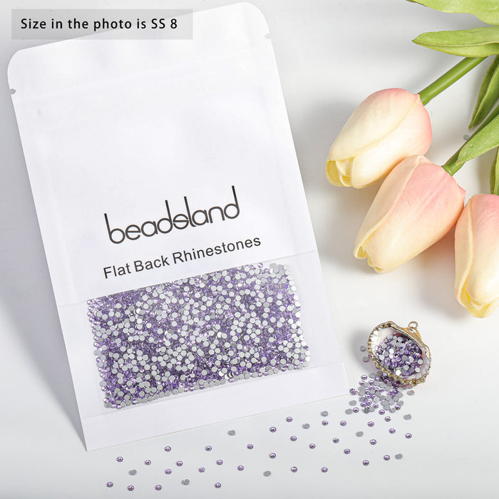 Beadsland Flat Back Crystal Rhinestones Round Gems For Nail Art And Craft Glue Fix - Violet
