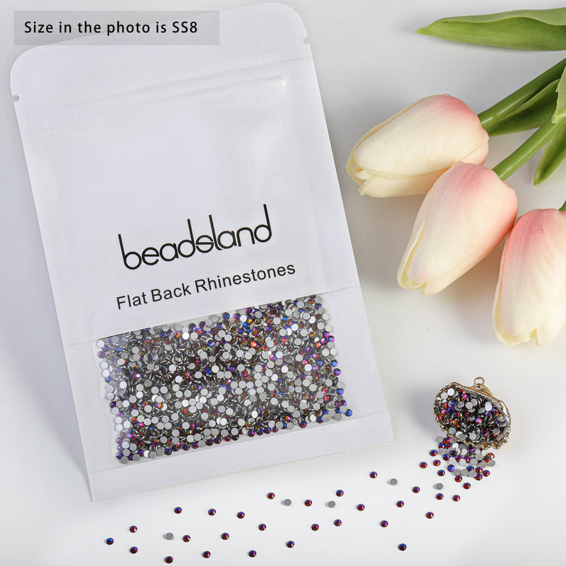 Beadsland Flat Back Crystal Rhinestones Round Gems For Nail Art And Craft Glue Fix - Blue Volcano