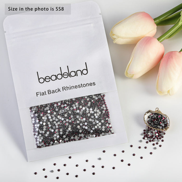 Beadsland - Diamantes de imitación de cristal con parte trasera plana, gemas redondas para decoración de uñas y pegamento para manualidades, color amatista