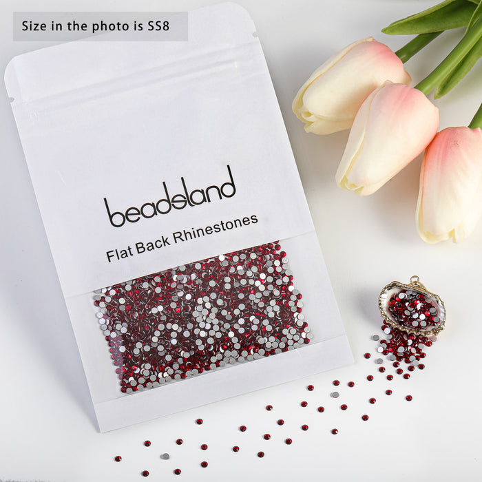Beadsland Flat Back Crystal Rhinestones Round Gems For Nail Art And Craft Glue Fix - Siam