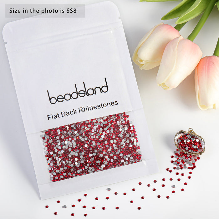 Beadsland Flat Back Crystal Rhinestones Round Gems For Nail Art And Craft Glue Fix - Light Siam