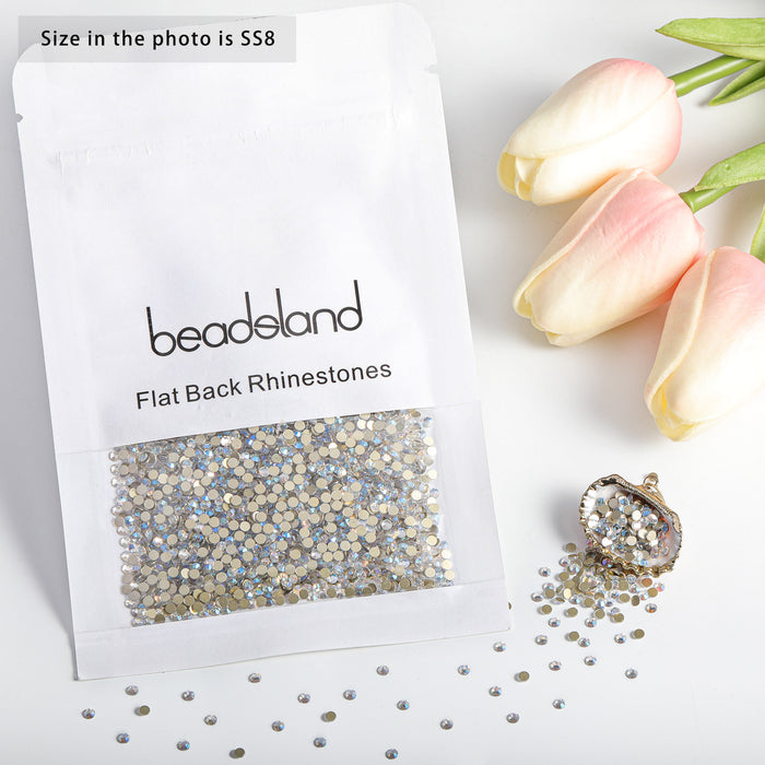 Beadsland Kristall-Strasssteine ​​mit flacher Rückseite, runde Edelsteine ​​für Nagelkunst und Bastelarbeiten, zum Kleben – Blue Moonlight