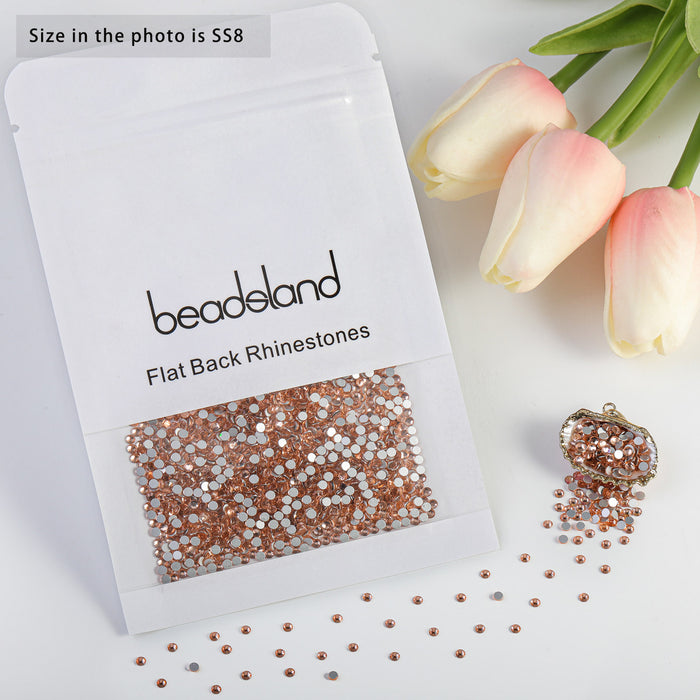 Beadsland Flat Back Crystal Rhinestones Round Gems For Nail Art And Craft Glue Fix - Champagne