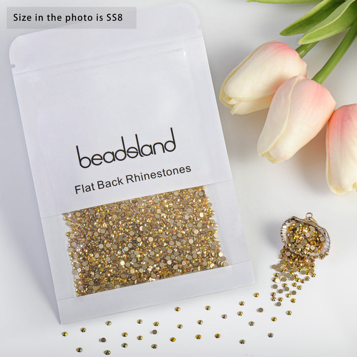 Beadsland Kristall-Strasssteine ​​mit flacher Rückseite, runde Edelsteine ​​für Nagelkunst und Bastelarbeiten, zum Kleben – Metalsunlight