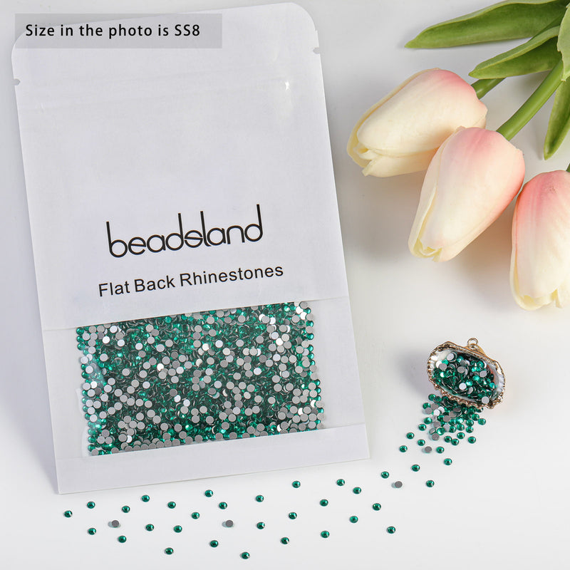 Beadsland Flat Back Crystal Rhinestones Round Gems For Nail Art And Craft Glue Fix - Blue Zircon