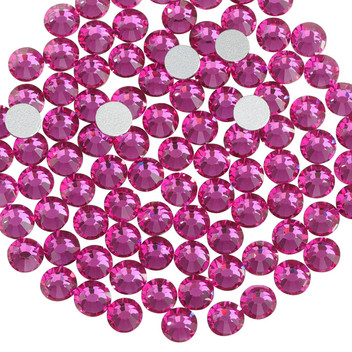 Beadsland Kristall-Strasssteine ​​mit flacher Rückseite, runde Edelsteine ​​für Nagelkunst und Bastelarbeiten, zum Kleben – Fuchsia