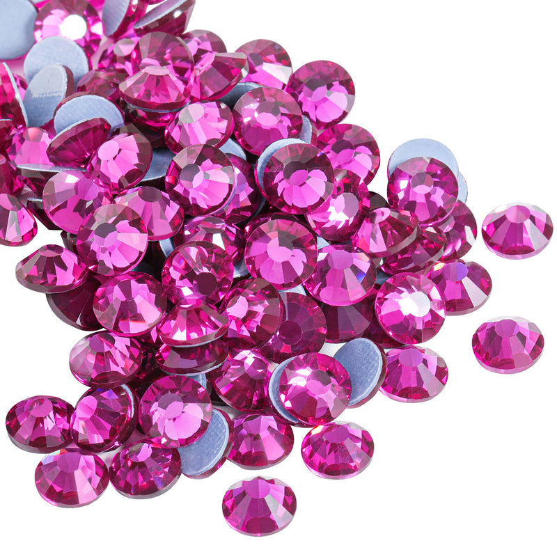 Beadsland Hotfix Rhinestones, Crystal Rhinestones for Crafts Clothes DIY Decoration-Fuchsia