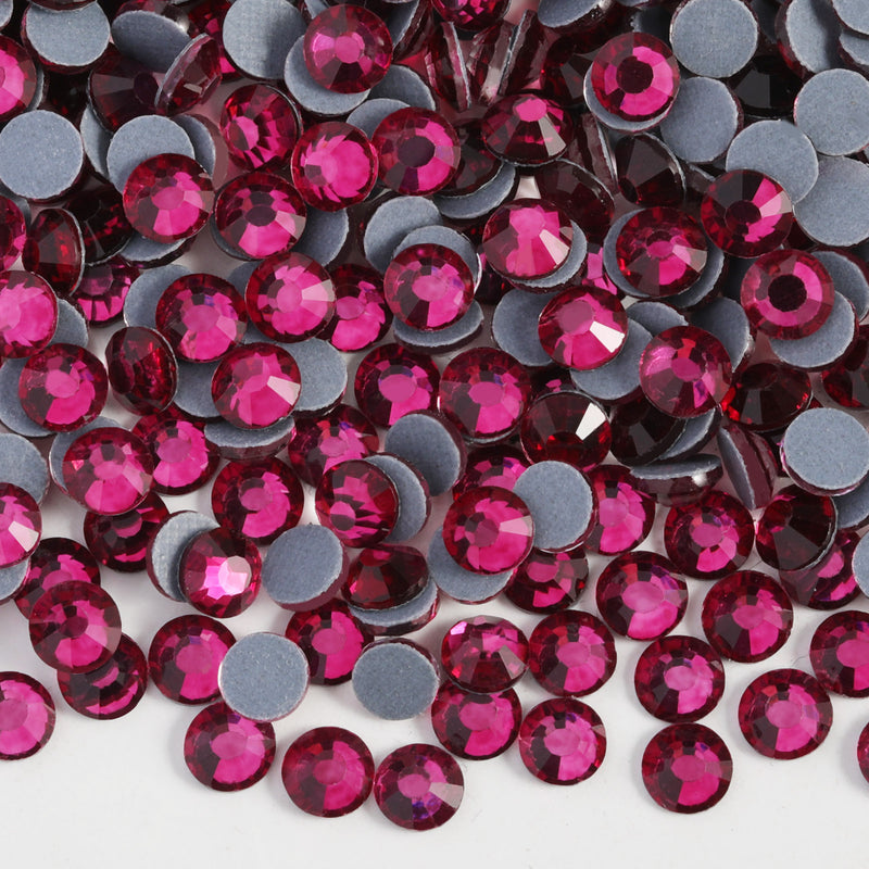 Hotfix Rhinestones Bulk for Crafts Clothes,Hotfix Crystals DIY Decoration, SS6-SS30 - Fuchsia