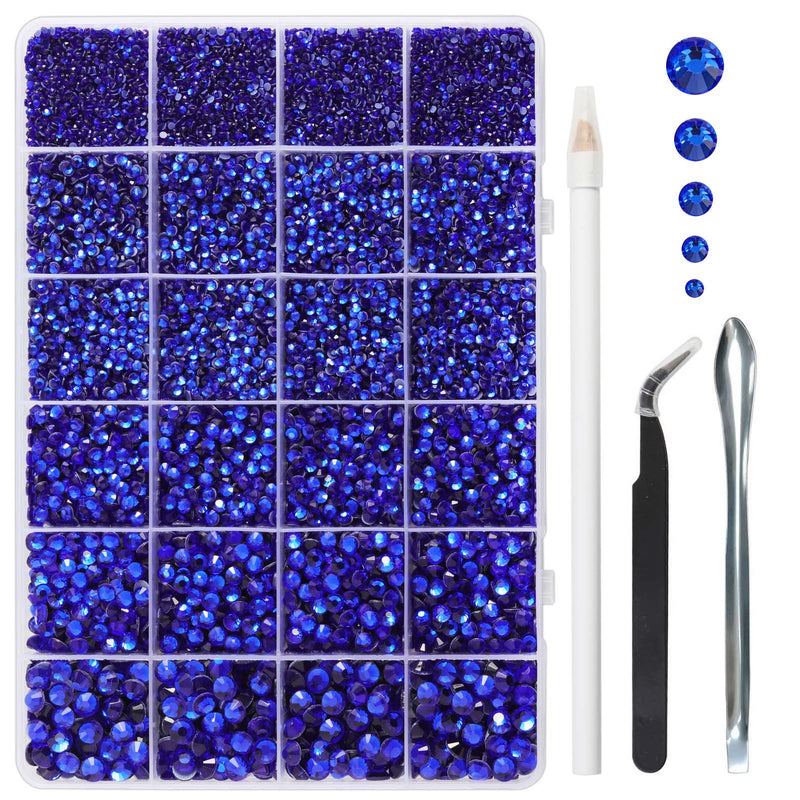 Hotfix Rhinestones Kit,Sapphire, Mixed 5 Sizes 14400pcs