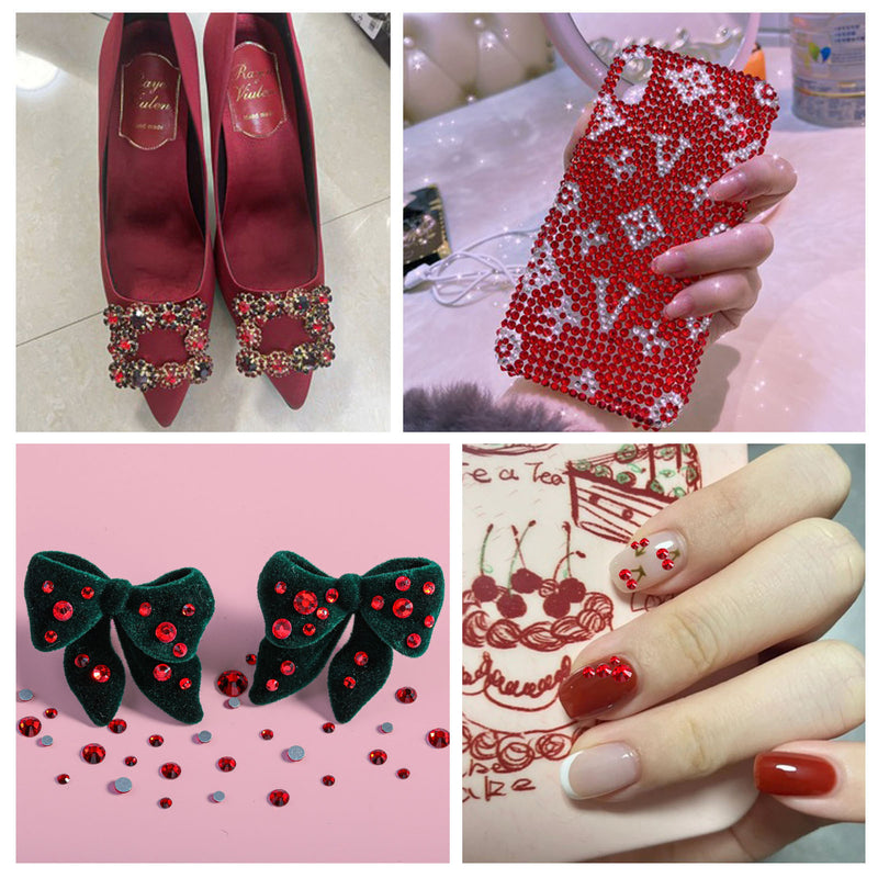 Gemas redondas de diamantes de imitación de cristal con reverso plano de Beadsland para decoración de uñas y pegamento para manualidades - Siam